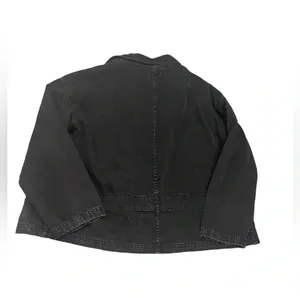 ✨ Easel Black Denim Utility‎ Jacket Women’s S Snap Front Belted Jean Coat ✨ thumbnail 2