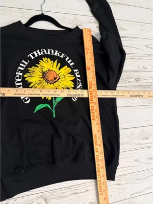 Awake Women's Regular–M Black Sweatshirt Sunflower Graphic thumbnail 3