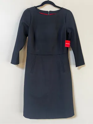 NWT Spanx Black The Perfect Shift Dress 3/4 sleeves A Line LBD Medium thumbnail 9