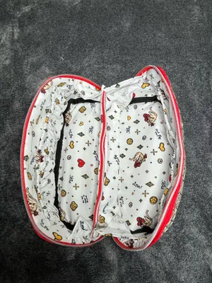 Brighton Wild Love Cosmetic Makeup Bag Travel Organizer Hearts Leopard Print Red Handle thumbnail 5