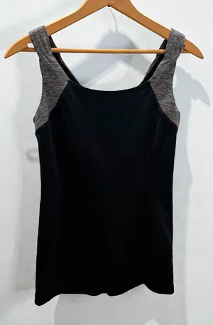Lululemon Athletica Ruched Tank Top Black Grey Size 4‎ thumbnail 1