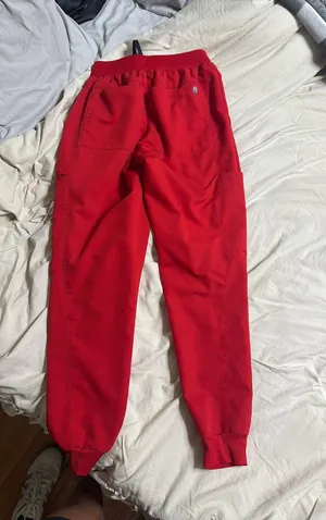 Fabletics High-Rise On-Call Scrub Jogger in Goji Red thumbnail 1