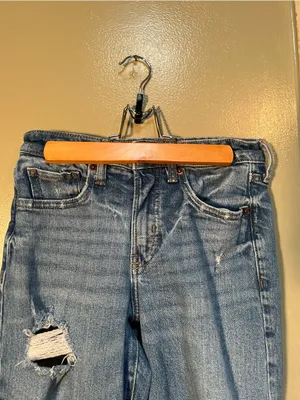 Old‎ Navy Women's Size 0 O.G. Loose Straight Jeans Light Wash Distressed Stretch thumbnail 6