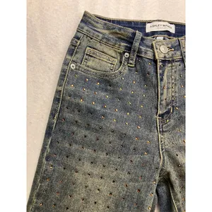 Ashley Mason‎ Flare Jeans Womens 1/25 Blue Rhinestone Embellished Y2K thumbnail 8