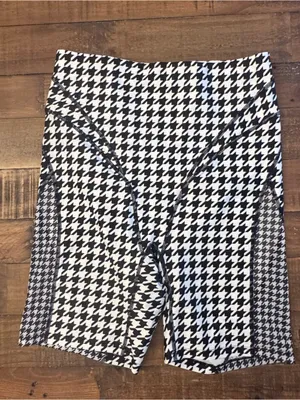 P.E. NATION Houndstooth Biker Shorts Black Size L thumbnail 2