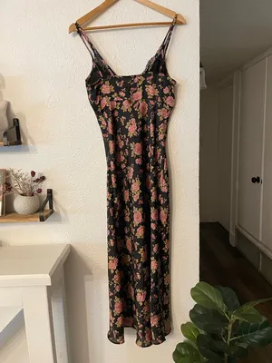 Zara Brown Maxi Slip Lingerie Style Print Dress Pink Floral Small thumbnail 3