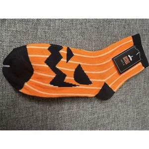 Pack of 2 Womens Halloween Socks Striped and Jack O Lantern Orange Black thumbnail 5