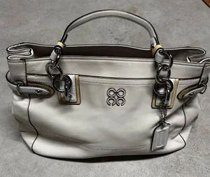 Vintage Coach Cream White Colette Leather Carryall Bag Purse No. J1020-16460 thumbnail 1