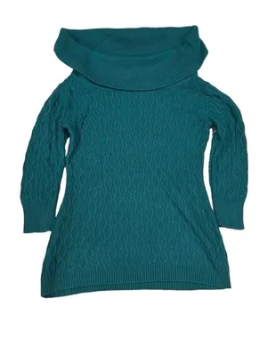 Jaclyn Smith Women's Teal Green Cable Knit Cowl Neck Sweater thumbnail 1