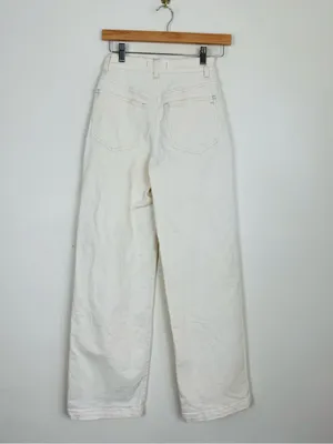 Madewell Perfect Vintage Wide Leg Jeans in Ivory Off White Patch Pockets Size 24 thumbnail 3