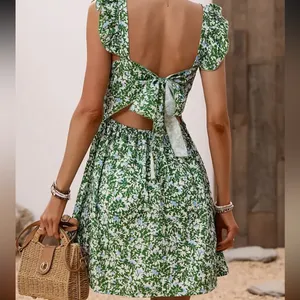 Tie back mini dress Green thumbnail 2