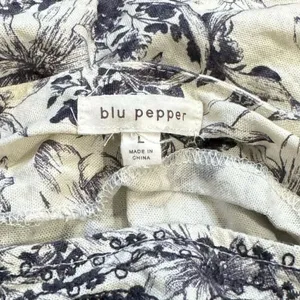 Blu Pepper White Blue Floral Tank Top Blouse Shirt Women’s Large thumbnail 2