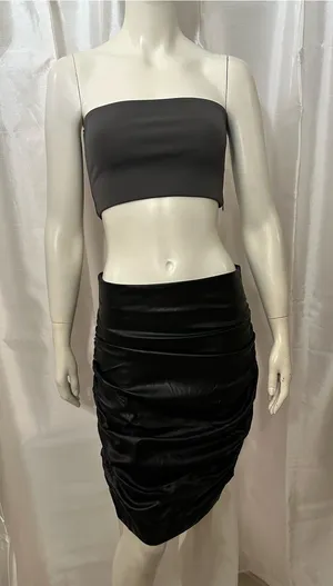 ZARA NWT Gray Strapless Tube Crop Top Size Small | Bandeau Stretch Ribbed thumbnail 1