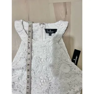 Lulus NWT Women Medium White Embroidered Lace Skater Mini Dress Coquette Chic thumbnail 7