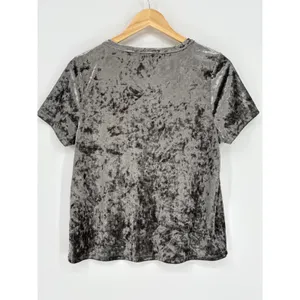 Bagatelle‎ Collection Silver Gray Crushed Velvet Pocket Tee Top Size Small thumbnail 4