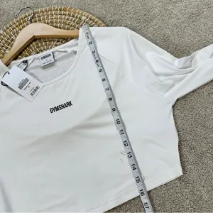 NWT Gymshark Women’s Training Crop Longsleeve Shirt Top Activewear in White L thumbnail 12