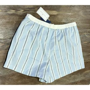 PETITE PLUME Women's Twill Sleep Shorts in Blue “Coastal Stripe” - Large - NWT thumbnail 14