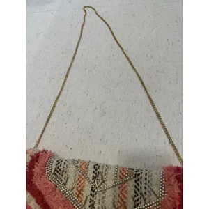 Antik Kraft Boho Beaded Fringe Envelope Clutch Crossbody Bag Pink Red fairy thumbnail 4