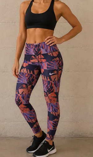 Nike DRI-FIT Fast Runway Print Eggplant High Rise Running Tights XS thumbnail 1