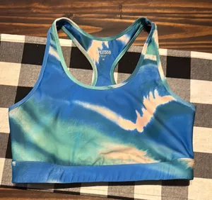 Splits59 Blue and Cream Sports Bra medium thumbnail 1