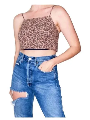 Womens American Eagle Floral Crop Tie Back Tank Top - Sz M thumbnail 1