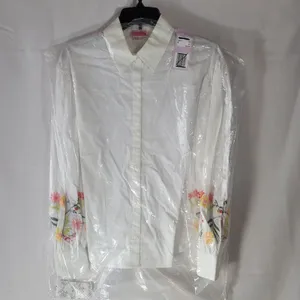 Kate Spade White Floral Embroidered Gathered Puff Sleeve Blouse Shirt Sz 6 NWOT thumbnail 14