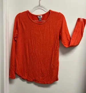 Old Navy Women’s Long Sleeve Crewneck Top — Bright Orange thumbnail 1