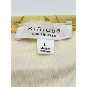 Kirious Los Angeles Yellow Floral Lace Trim Slip Dress Size‎ Large Side Slit NWT thumbnail 6