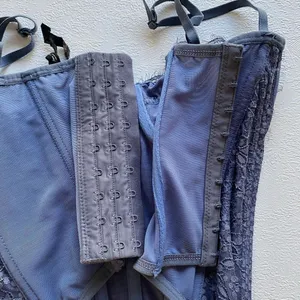 Ardene Blue Lace Corset Top Medium Bustier Sheer Mesh Boning Coquette thumbnail 8