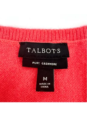 Talbots V-Neck 100% Pure Cashmere Sweater Size M Coral Pink thumbnail 4