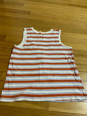 LOFT Orange & White Striped Tank Top thumbnail 3
