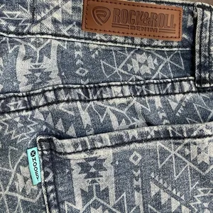 Rock & Roll Denim Aztec Print Flare Jeans SZ 28 Western Boho Southwestern Hippie thumbnail 4