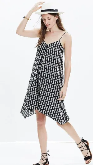 Madewell Silk Trapeze Cami Dress in Bloomstamp thumbnail 1