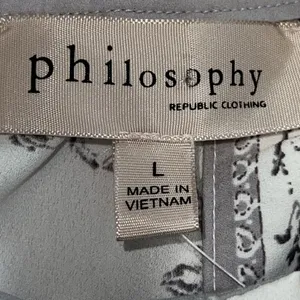 Philosophy‎ Grey Ivory Pink Floral Sleeveless Crew Neck Mini Dress Large Lined thumbnail 6