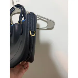 Michael Kors Saffiano Leather Satchel Womens Navy Blue Gold Hardware Handbag thumbnail 12