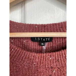 1.STATE Sweater Womens Size XL Speckled Puff Sleeve Cozy Knit Mauve Brown thumbnail 7