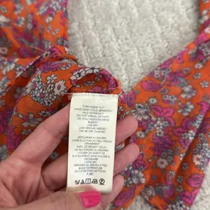 NEW NWT Free People nina printed top in tulip ditsy orange floral bell sleeve thumbnail 8