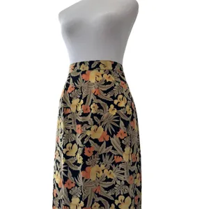 Vintage ‘90s Sag Harbor Orange, Yellow & Beige Tropical Floral Print Maxi Skirt thumbnail 5