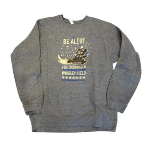 Rare Wrigley Field Chicago Winter Sweatshirt Holiday Gray Baseball L Cubs Snow thumbnail 1