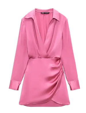 ZARA Pink Dress Satin thumbnail 1