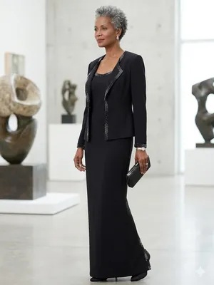 Classic Black Sleeveless Wedding Gown with Sparkle Trim thumbnail 2