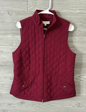 talbots women’s M lined puffer quilted zipper vest,‎ fuchsia color, lightweight thumbnail 1