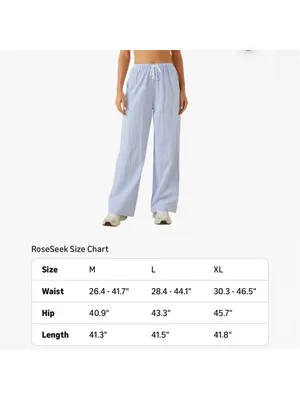 NEW Striped Ticking Wide Leg Drawstring Slant Pockets Casual Lounge Pants L thumbnail 3