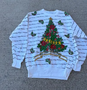 Vintage 1990s Ugly Christmas Sweater Sweatshirt Puffy Print Size Medium Y2K thumbnail 1