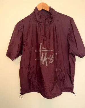Stüssy Burgundy Nylon Warm Up Shell thumbnail 1