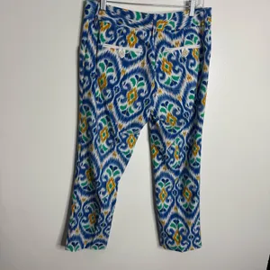 Peter Millar Wicking Pants 6 Cropped Golf Cotton Blend Blue White Coastal‎ Prep thumbnail 7