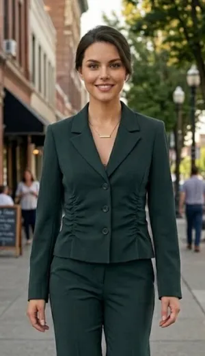 NWOT Zara Fitted Wool Blend Blazer Green Bloggers Fave thumbnail 1