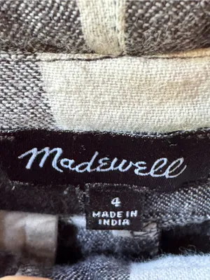 Madewell Black and White Checked linen cotton blend pants 4 EUC thumbnail 5