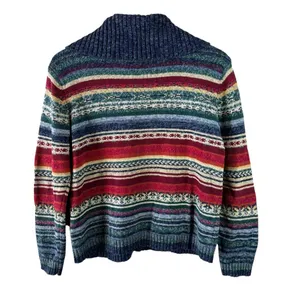 Vintage Tiara Int'l Striped Fair Isle Southwest Colors Zip Cardigan Sweater XL thumbnail 6