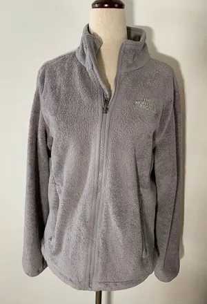 North face gray women’s fleece jacket medium thumbnail 1